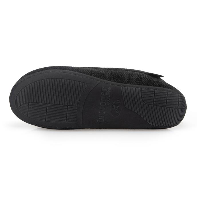 Isotoner® Mens Soft Cord Moccasin Slipper Black Extra Image 5